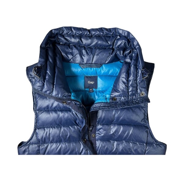 Gap Women's Down Puffer Vest Size S Dark Navy Lightweight Zip & Snap Jacket - Picture 4 of 10